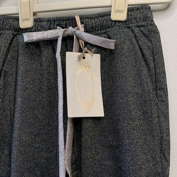 MIA JOY Charlie Joggers Girls 5 5T NEW Black Joyfolie Metallic Sweatpants NWT - Picture 2 of 5